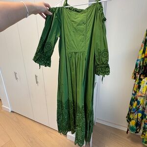 Ulla Johnson Green Cotton Embroidered Dress